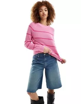 Розовый вязаный джемпер в полоску Selected Lola