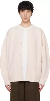 Розовый вязаный кардиган в деревенском стиле HOMME PLISSe ISSEY MIYAKE