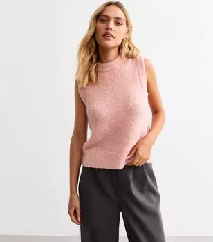 Розовый вязаный свитер букле New Look, розовый