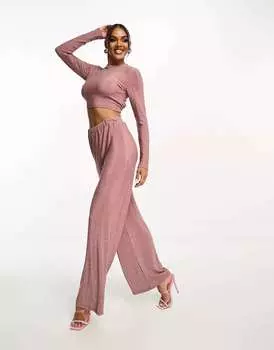 Розовый вязаный топ металлизированного цвета с открытой спиной Collective the Label