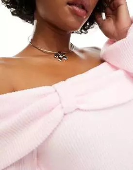 Розовый вязаный топ с длинными рукавами ASOS