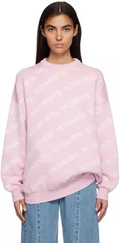 Розовый жаккардовый свитер VETEMENTS