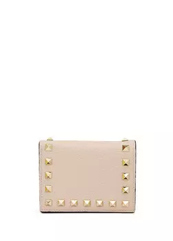 Розовый женский кожаный кошелек rockstud Valentino Garavani