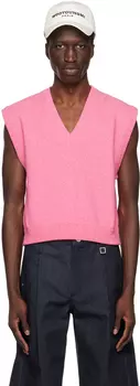 Розовый жилет с v-образным вырезом Wooyoungmi