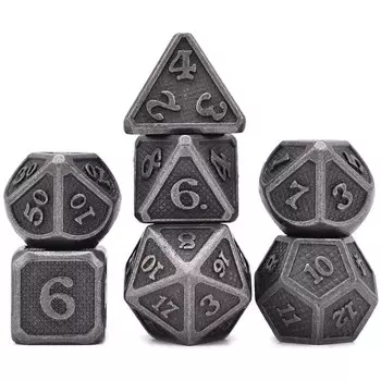 RPG Dice 7 Dragon Dice — металлический набор серебряной чешуи RGFK