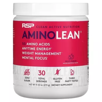 RSP Nutrition AminoLean смесь для приготовления энергетических напитков фруктовый пунш, 270 г
