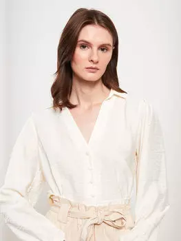 Рубашечный воротник, прямая Женская блузка с длинным рукавом LCW Vision