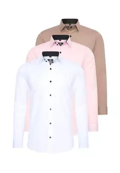 Рубашка (3 шт) с длинными рукавами, приталенного кроя RUSTY NEAL, белый