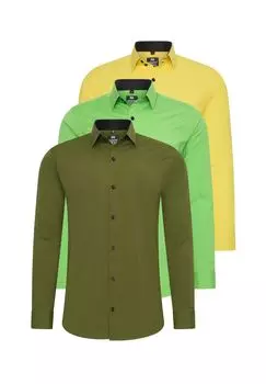 Рубашка (3 шт) с длинными рукавами, приталенного кроя RUSTY NEAL, зеленый