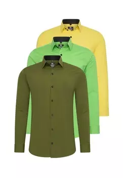 Рубашка (3 шт) с длинными рукавами, приталенного кроя RUSTY NEAL, зеленый