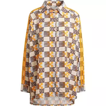 Рубашка 80-х женская серо-коричневая Adidas Originals