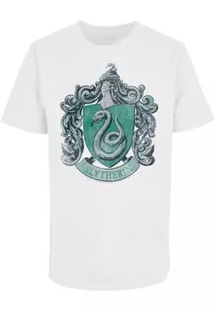 Рубашка ABSOLUTE CULT Harry Potter - Distressed Slytherin Crest, белый