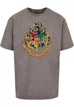 Рубашка ABSOLUTE CULT Harry Potter - Hogwarts Crest Gold, пятнистый серый
