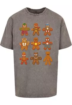Рубашка ABSOLUTE CULT Marvel Universe - Christmas Gingerbread Avengers, пятнистый серый