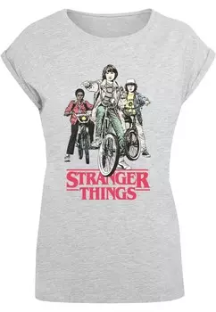 Рубашка ABSOLUTE CULT Stranger Things - Retro Bikers, пятнистый серый