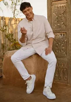 Рубашка AC&CO / ALTINYILDIZ CLASSICS, бело-бежевая