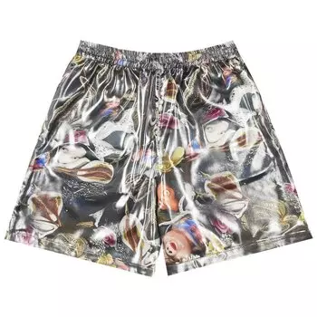 Рубашка Acne Studios Metallic Printed Overshirt, серебряный