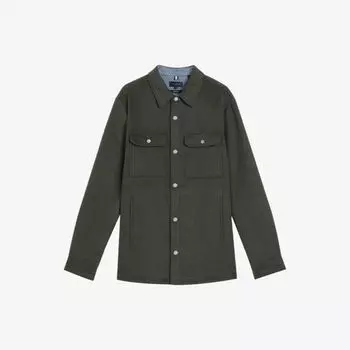 Рубашка Aderbry из смесовой шерсти с накладными карманами Ted Baker, зеленый