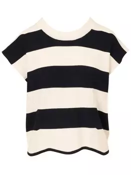 Рубашка Adrianna Papell Crew Neck Wide Striped Directional Shaker Stitch Sweater, белый