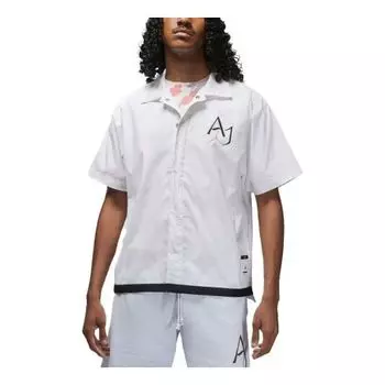 Рубашка Air Jordan Solid Color Embroidered Alphabet Short Sleeve Shirt Men's White Gift for Him, белый