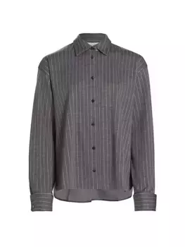 Рубашка Aire из смесовой шерсти в тонкую полоску Max Mara, серый