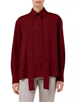 Рубашка Akris из хлопкового поплина с завязками на шее, красный