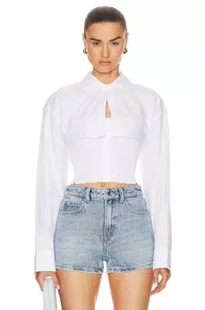 Рубашка Alexander Wang Smocked Cami Overshirt Twinset, белый