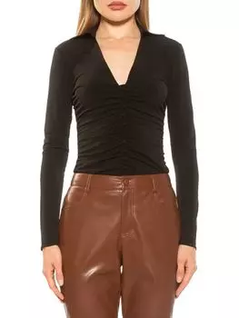 Рубашка Aliina с V-образным воротником и воротником Alexia Admor, черный