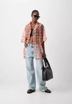 Рубашка Allen Post Card Print Shirt Heathe, белая/разноцветная