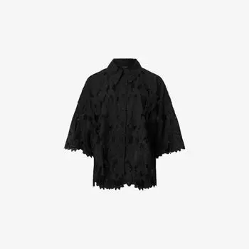 Рубашка Allsaints Charli с цветочной вышивкой, черный