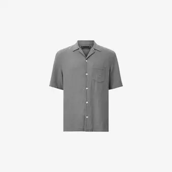 Рубашка Allsaints с коротким рукавом из смесового льна, серый