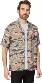 Рубашка AllSaints Solar Camo Short Sleeve Shirt, цвет Herb Green