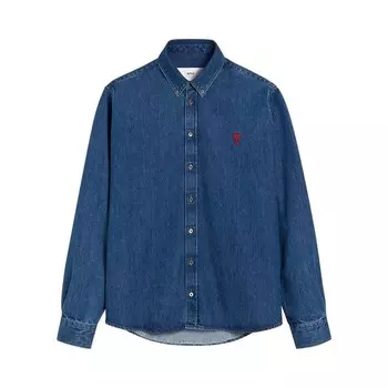 Рубашка Ami Button Down Shirt Used Blue, синий