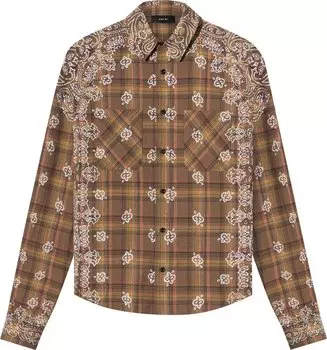 Рубашка Amiri Bleach Bandana Plaid Shirt 'Brown', коричневый