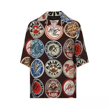 Рубашка Amiri Coasters Bowling Shirt 'Chocolate', коричневый