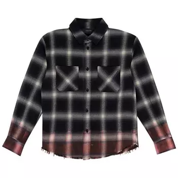 Рубашка Amiri Distressed Plaid Check Button Down Shirt Black, черный