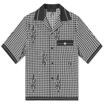 Рубашка Amiri Houndstooth Short Sleeve Vacation, черный/белый