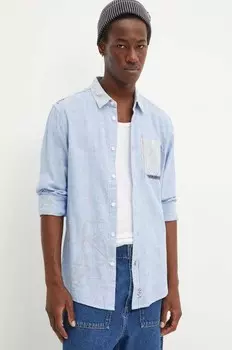 Рубашка ANDRES из смесового льна Desigual, синий