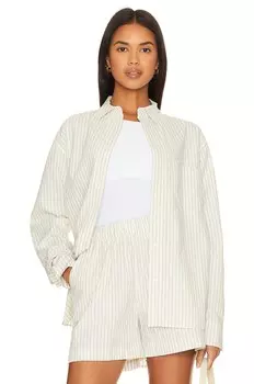 Рубашка ANINE BING Braxton, цвет Ivory & Blue Monogram Stripe