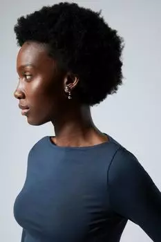 Рубашка annie с длинными рукавами и воротником-лодочкой H&M, синий