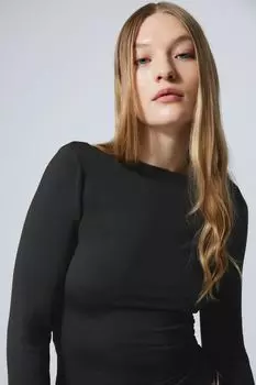 Рубашка annie с длинными рукавами и воротником-лодочкой H&M, черный