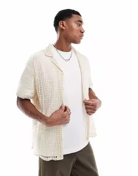 Рубашка Another Influence с кружевным воротником Revere песочного цвета