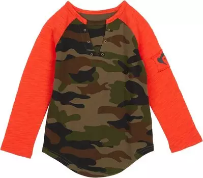 Рубашка Appaman Baseball Camo Color-Block Raglan, цвет Green Camo