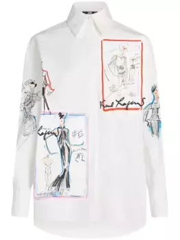 Рубашка Archive Sketch из органического хлопка KARL LAGERFELD, белый