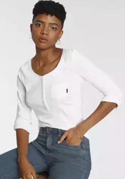 Рубашка Arizona с длинными рукавами и планкой на пуговицах, белый