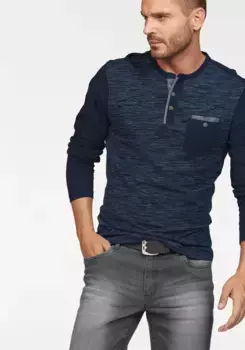 Рубашка Arizona с длинными рукавами, пестрым узором и изысканными деталями, синий