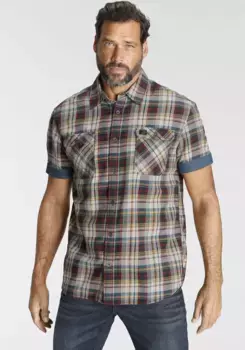 Рубашка Arizona с короткими рукавами и небольшим значком, цвет Blau-Offwhite-Rot Kariert