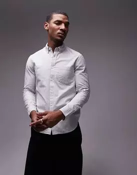 Рубашка ARKET оксфорд серого цвета в тонкую полоску