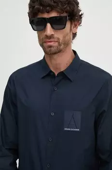 Рубашка Armani Exchange из хлопка, темно-синий