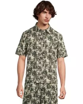 Рубашка Armani Exchange Short Sleeve Oversized Fit Allover Floral Shirt, цвет O.white/Green Resort